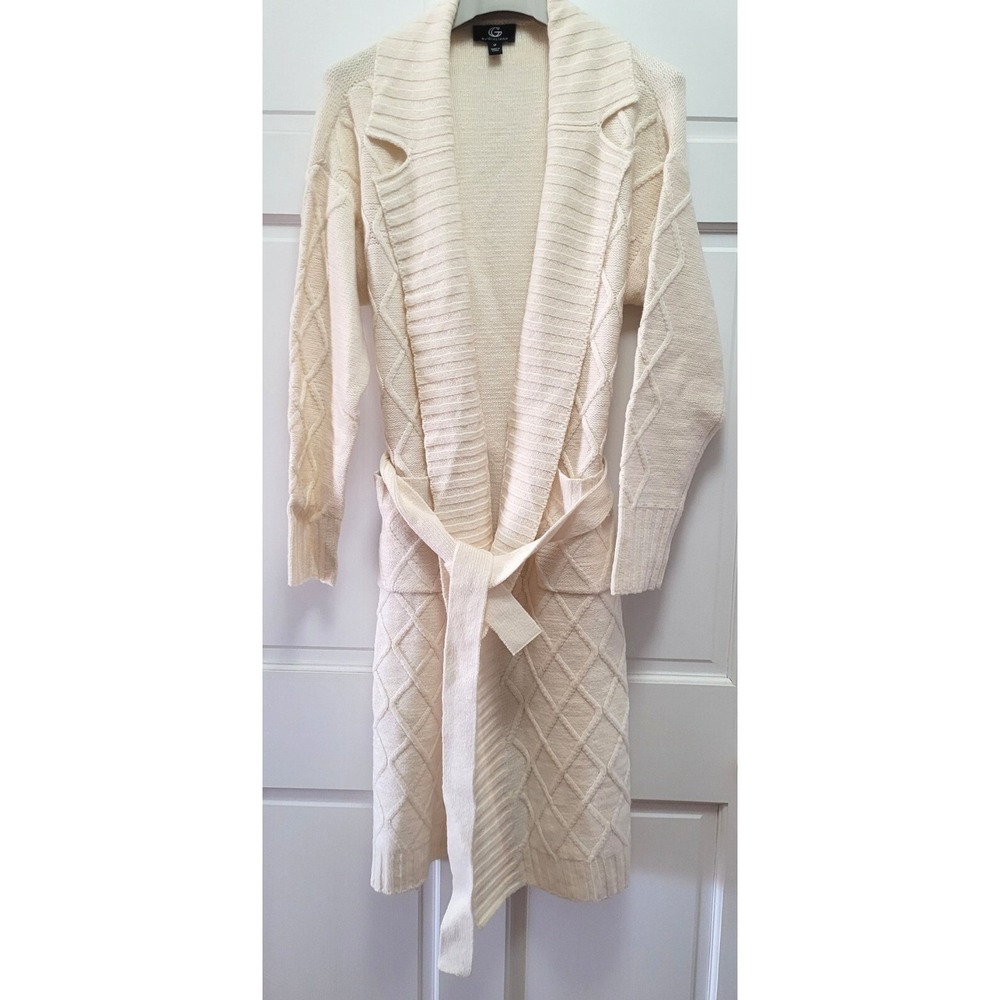 G by Giuliana Black Label Cable Knit Belted Long Cardigan Duster - Sea Salt - SP